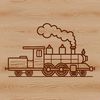 Bold Line Train Graphic A stylized illustration of a train with bold lines and simple shapes, suitable for vector art projects.