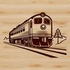 An outline style graphic of a train, ideal for cutting machine designs or laser engraving templates.
