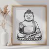 Buddha Figurine Vector Art An illustration of a Buddha figure in a meditative pose, created using vector art.
