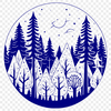 Forest Landscape Vector Design Template A detailed vector illustration of a dense forest with various trees and foliage.
