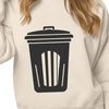 An outline vector design of a standard household waste container with a removable lid.