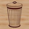 Line Art Trash Bin Icon A simple line art illustration of a modern trash can bin with a handle on the side.