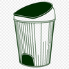 Open Lid Trash Bin Vector Art A detailed illustration of a trash can with lid open, suitable for vector art and commercial or personal use in designs.