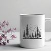 Digital Forest Landscape A digitally created illustration of a dense forest with various trees and foliage, suitable for vector graphics.