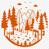 An SVG vector design featuring a dense forest scene with intricately drawn tree shapes.
