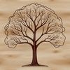 A detailed illustration of a tree with leaves and branches for vector design and cutting machine templates.