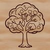 Illustration of a tree with detailed foliage and branches.