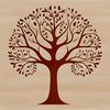 An SVG design element featuring a single tree in a minimalist style.