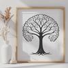 Beautiful Branching Tree Vector Art An illustration of a single tree with branching limbs and foliage.
