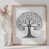 Elegant Tree Illustration for Graphic Design A stylized tree design made up of simple shapes and lines, suitable for vector editing and graphic design.
