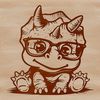 A baby triceratops dinosaur wearing glasses, depicted in prehistoric style as a vector graphic.