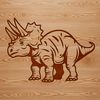 A detailed illustration of a Triceratops, a prehistoric dino with three horns and a distinctive frill.