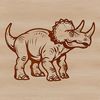 A detailed illustration of a triceratops, a prehistoric dinosaur with a distinctive frill on its head.