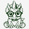 Unique Triceratops Wearing Glasses DXF