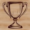 A 3D rendered trophy with a metallic finish, designed as vector art.