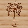 Swaying Palm Tree Graphic A cluster of palm trees swaying in the wind on a sunny beach.