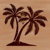 A simple line drawing illustration of a palm tree in vector format, suitable for digital design projects.