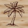 Tropical Getaway Palm Tree Icon An illustration of a palm tree in a tropical landscape.