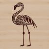 Exotic Wildlife Artwork A colorful illustration of a single flamingo standing on one leg, with its long neck stretched upwards.
