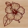 Delicate Plant Motif in Floral Pattern A detailed illustration of a hibiscus flower in a floral pattern.