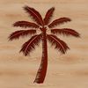 Close-up illustration of a tall, green palm tree with long fronds swaying gently in the breeze.
