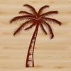 Island Getaway Graphic Design A single palm tree in a tropical landscape setting