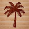 Isolated Palm Tree Icon A single palm tree standing alone on a sandy beach under a clear blue sky.