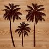 Tropical Oasis SVG Image A lone palm tree standing against a clear blue sky with fluffy white clouds.
