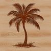 Tropical Tree Silhouette Design Close-up illustration of a tall palm tree with green leaves and trunk, suitable for digital design projects.