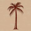 Exotic Beach Palm A single palm tree standing in a sandy beach with clear blue sky in the background.