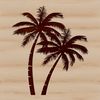 Free Vector Palm Tree Design SVG An isolated illustration of a tall palm tree with a green trunk and leaves.