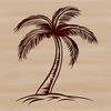 Sandy Beach Silhouette A single palm tree standing alone on a sandy beach.