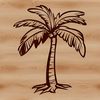 A single palm tree silhouette against a bright blue sky, perfect for beach vacation decor.