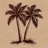 Sandy Beach Palms Digital Art A digital illustration of a tall palm tree standing on a sandy beach.