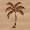 A stylized illustration of palm trees against a simple background.