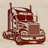A vector graphic illustration of a semi truck, suitable for commercial or personal use with various design software.