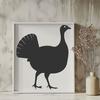 Beautiful Farm Animal Illustration SVG Illustrated turkey standing on farm ground with foliage in the background.