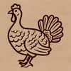 Simple line drawing of a turkey in various poses suitable for farm-themed designs.