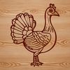 Beautiful Domestic Turkey Illustration A graphic illustration of a domesticated turkey with its feathers fluffed out.