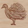 A stylized illustration of a turkey, suitable for decorative purposes in farm-themed designs.