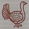 A stylized illustration of a farm animal commonly associated with Christmas.