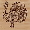 A detailed illustration of a domesticated turkey standing on the farm ground.