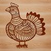 Free SVG Turkey Clipart Design Illustration of a domesticated turkey with brown feathers and a distinctive red wattle.