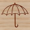 A colorful illustration of a classic walking umbrella with a compact design.