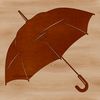 A simple vector illustration of an umbrella silhouette against a rainy background.