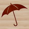 A digital illustration of a colorful umbrella with a rainy background.