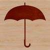 A simple black outline illustration of a compact umbrella against a white background.