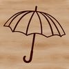 Illustrative design of a colorful umbrella in various weather conditions.