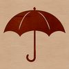 An illustration of a colorful umbrella with a sturdy handle and a compact canopy.
