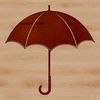 A digital illustration of a colorful umbrella on a rainy day.